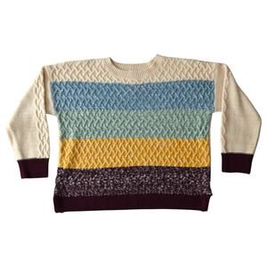 St Johns Bay Multicolored Cable Knit Striped Pullover Sweater Size XL